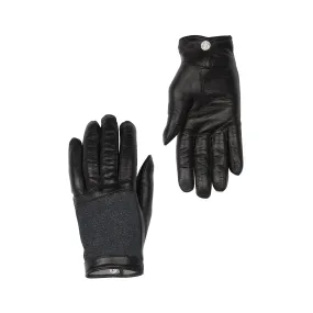 Gants femme en cuir noir et jean doublé cachemire - Florac